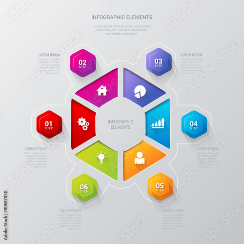 Vector hexagonal sectors infographic template background