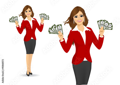 businesswoman holding money