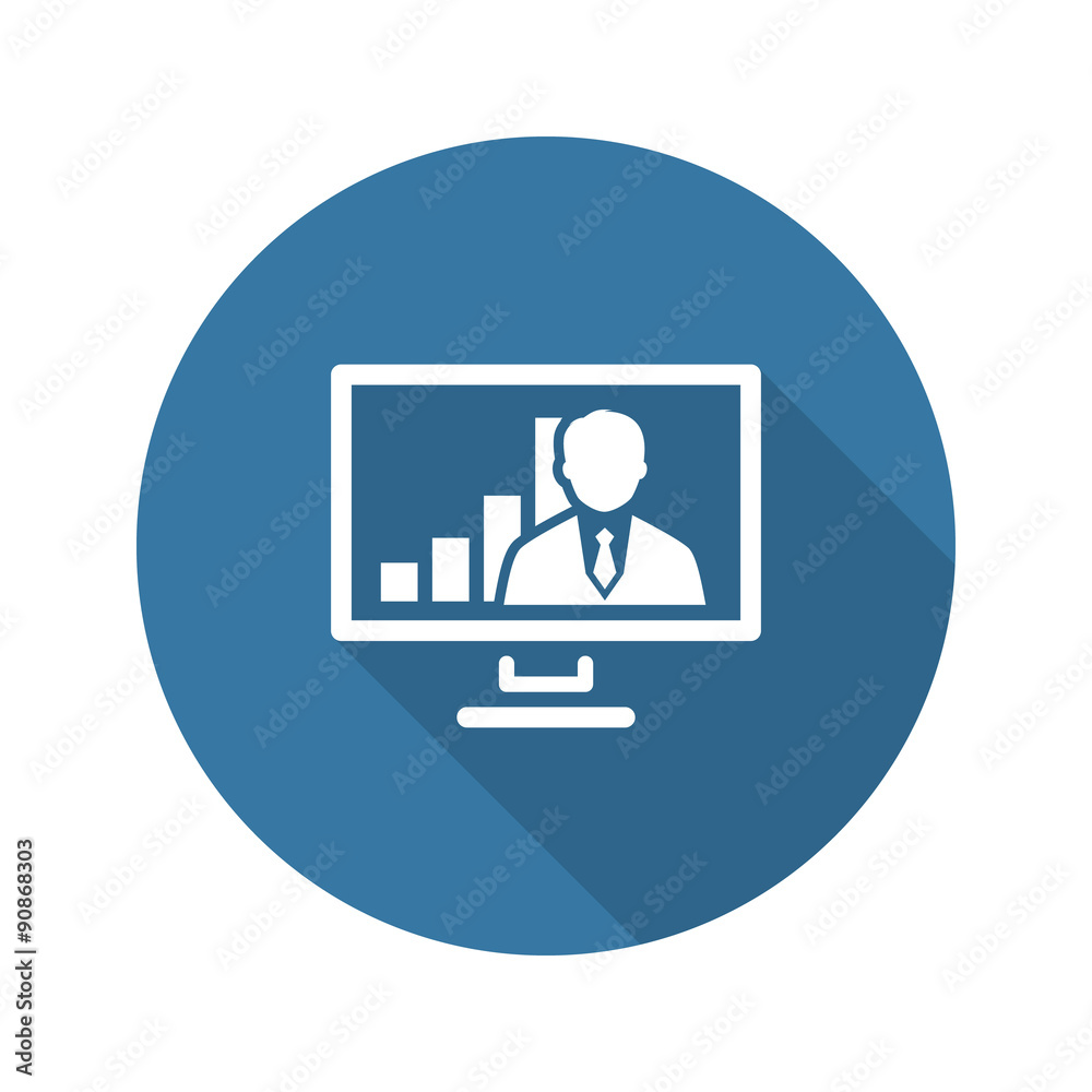 Video Conference Icon. Business Concept. Flat Design.