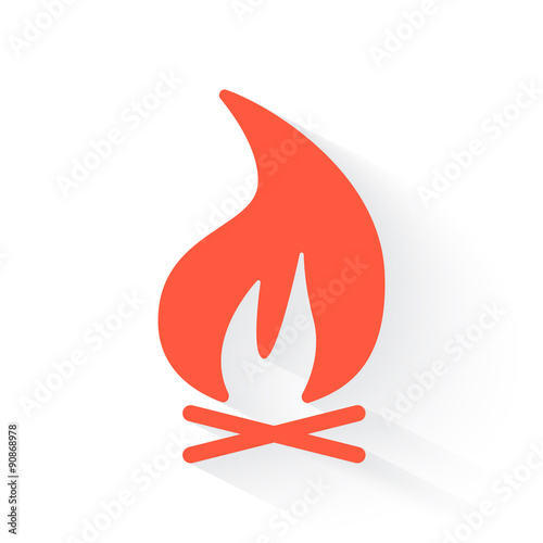 Bonfire symbol in orange with drop shadow on white