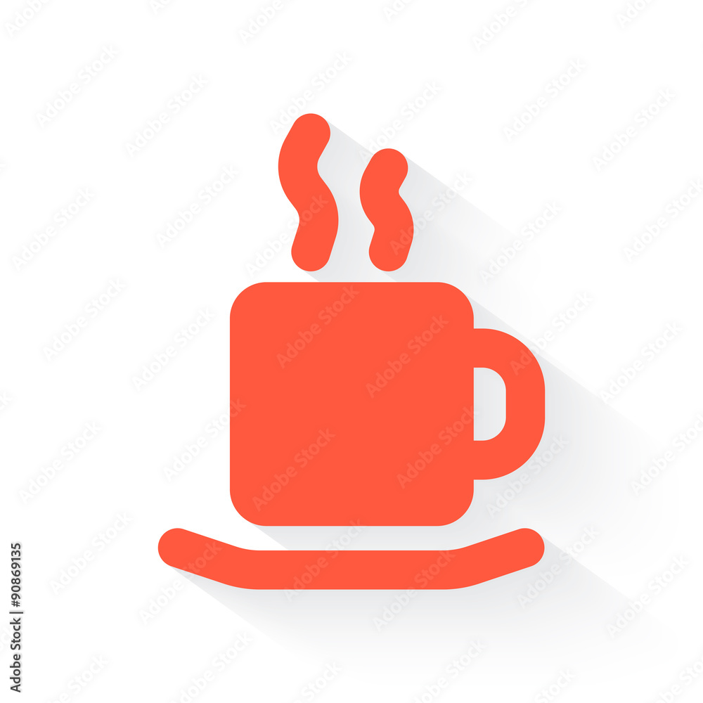 Coffee symbol in orange with drop shadow on white Coffee symbol in orange with drop shadow on white