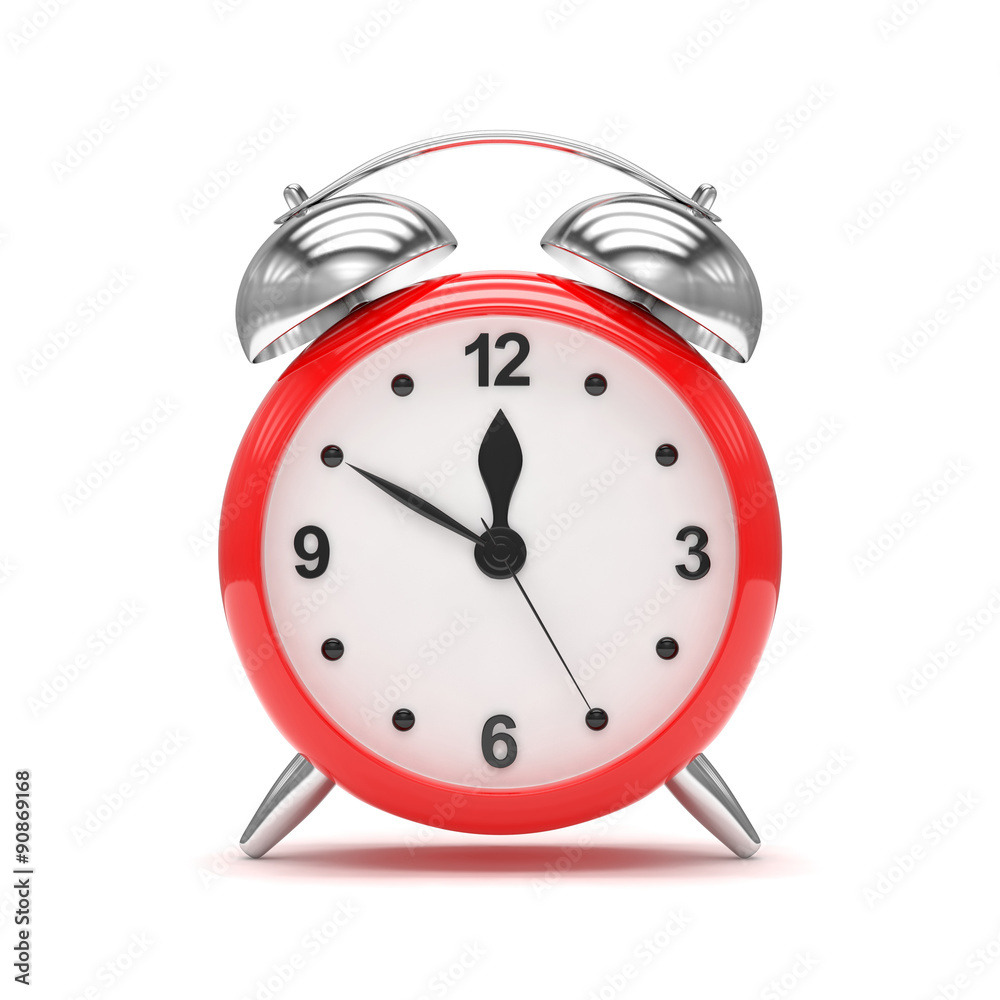 red alarm clock on white red alarm clock on white