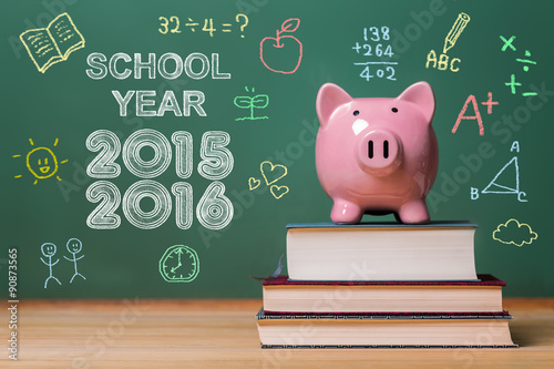 School year 2015-2016 with pink piggy bank