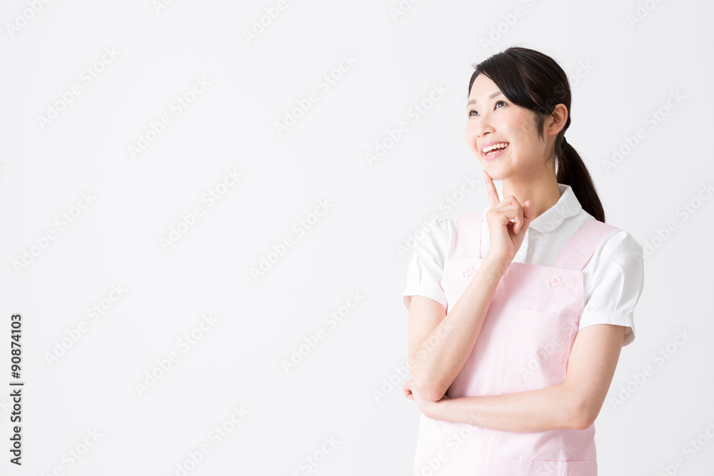 young asian care worker isolated on white background young asian care worker isolated on white background