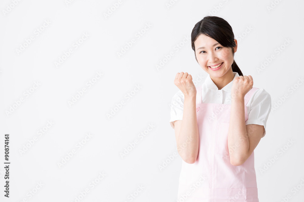 young asian care worker isolated on white background young asian care worker isolated on white background
