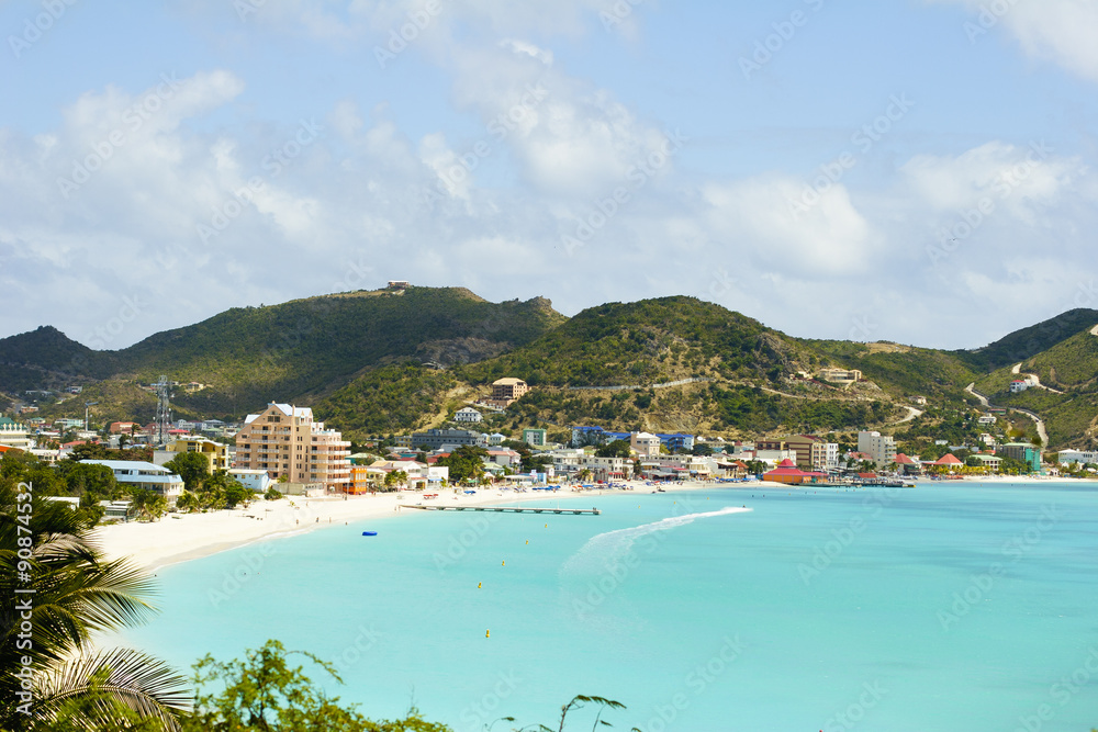 Beautiful St. Maarten-St. Martin beach inlet at Philipsburg.