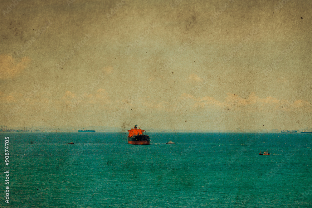 Tropical sea view in vintage filter
