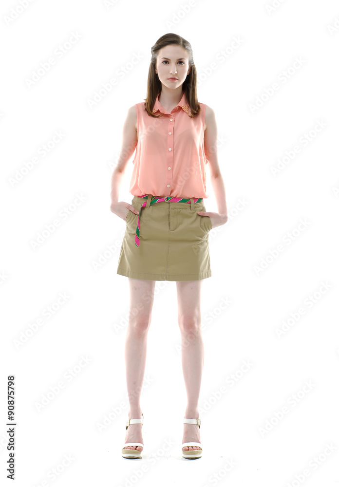 Full body beautiful casual young woman standing posing in studio Full body beautiful casual young woman standing posing in studio