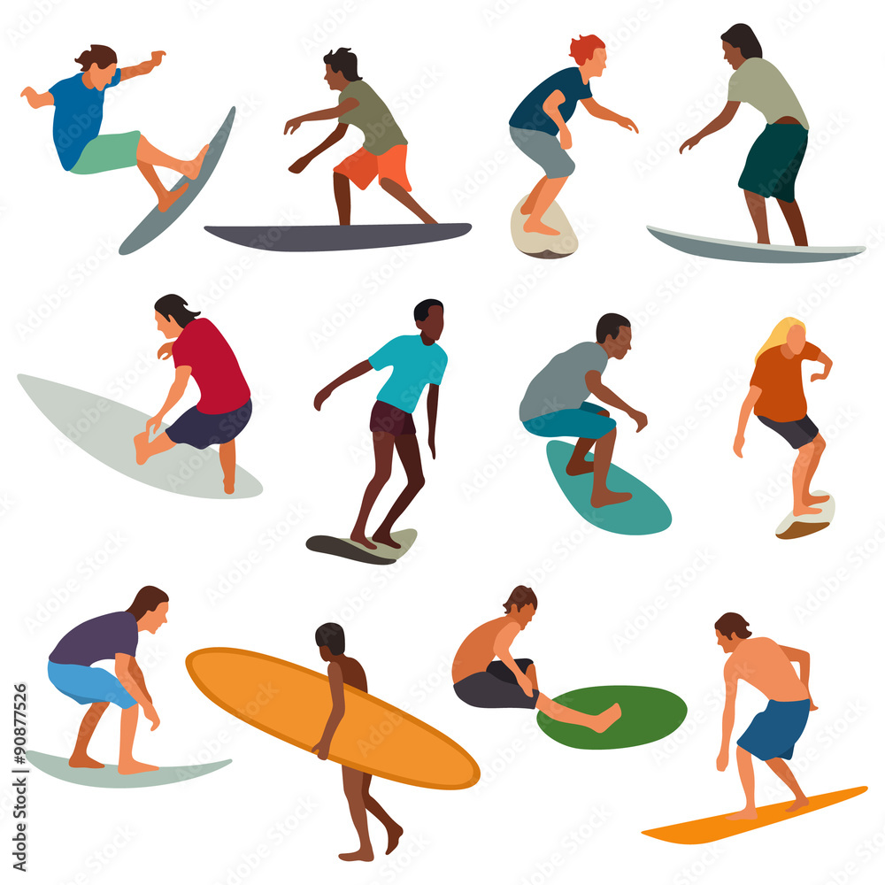 Collection of vector surfers