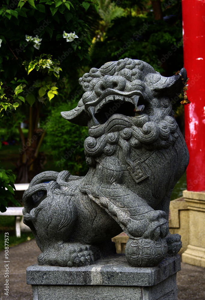 China-styled stone lion near the china pavilion at Lumpini park