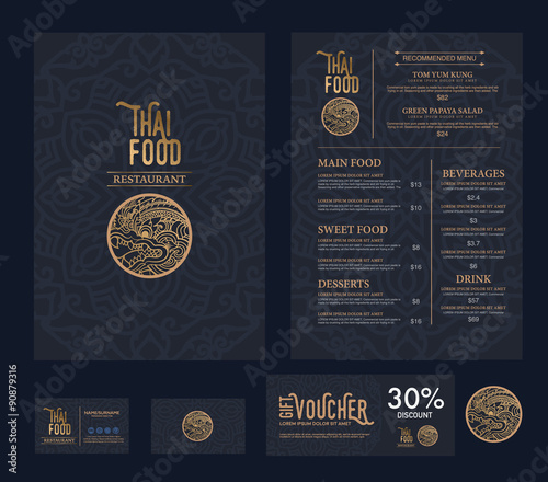 vector thai food restaurant menu template. photo