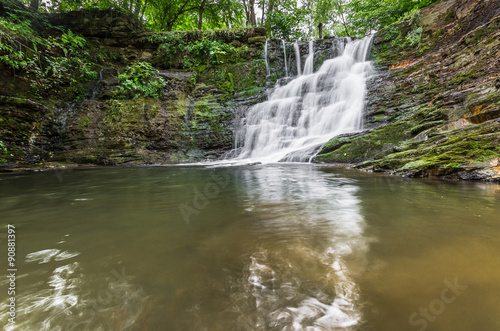 Waterfall in Iwla, Beskid Niski mountain range in Polish Carpathian Mountains