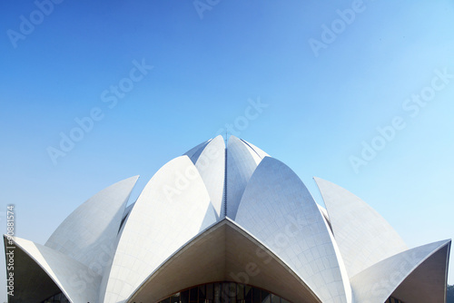 Background Lotus Temple Delhi With Blue Sky