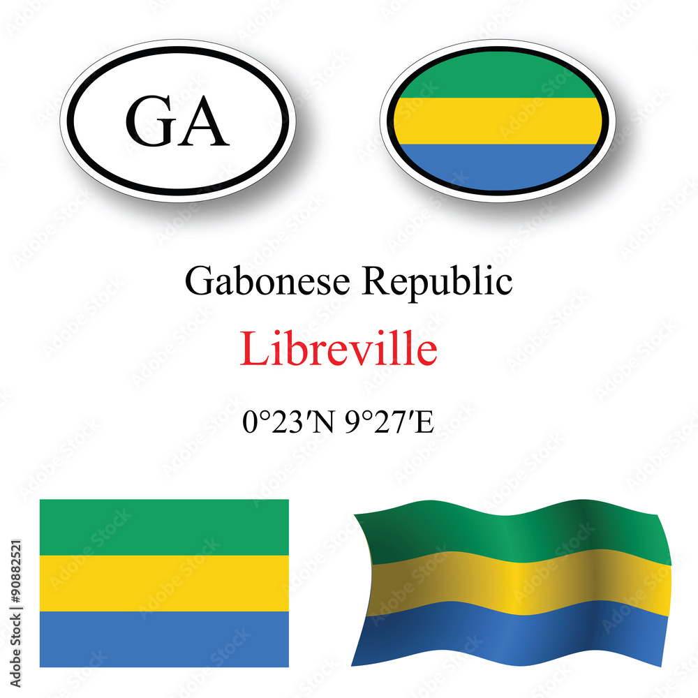 Fototapeta premium gabonese republic icons set