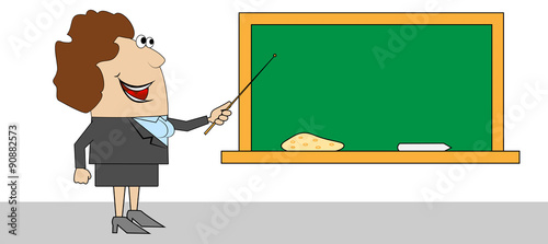 woman teacher near chalkboard