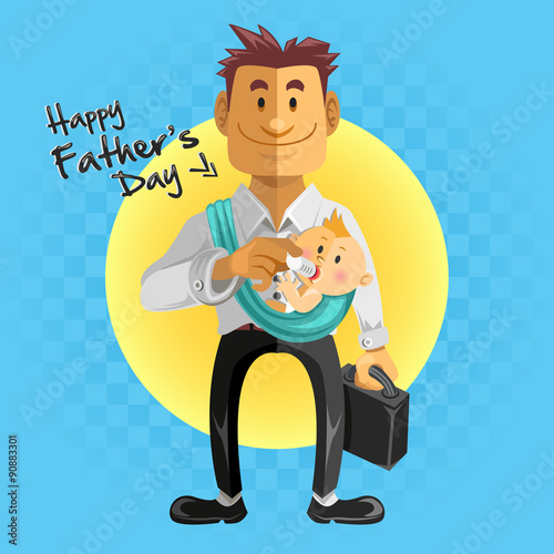 Happy Fathers Day
Proud Father Hold His Baby On His Way To Office Work
