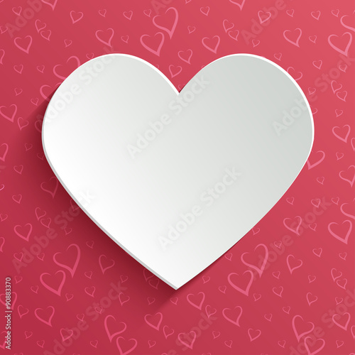 Valentines day greeting card with paper cut heart