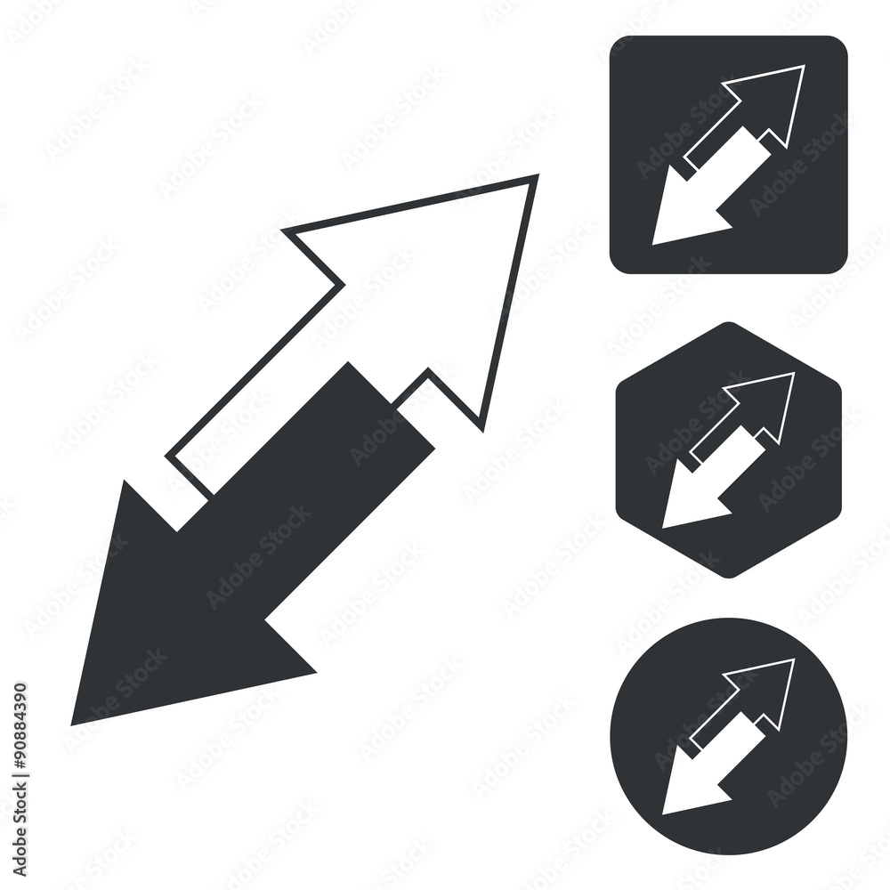 Opposite arrows icon set, monochrome Opposite arrows icon set, monochrome