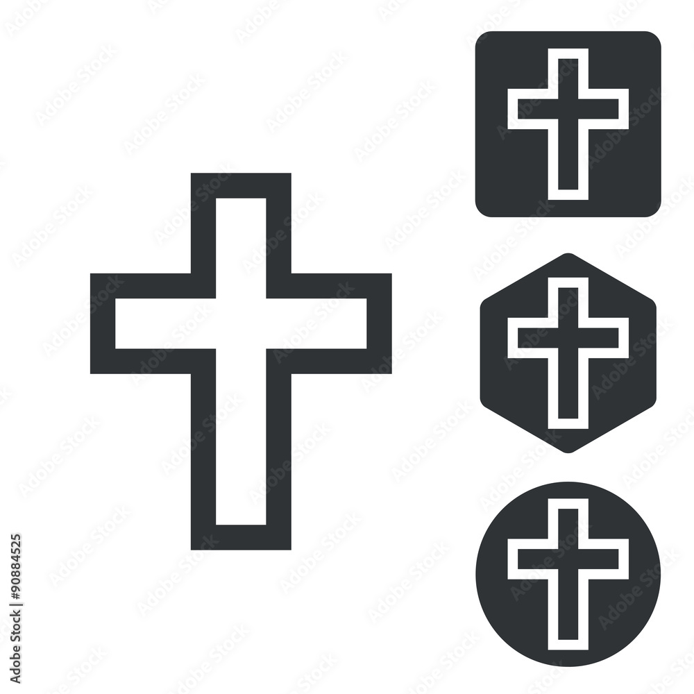 Fototapeta premium Christian cross icon set, monochrome