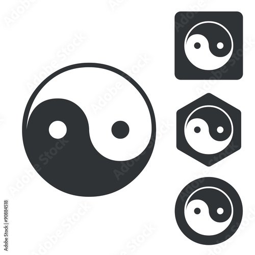 Fotografi Ying yang icon set, monochrome