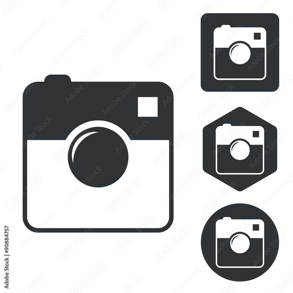 Square camera icon set, monochrome Square camera icon set, monochrome