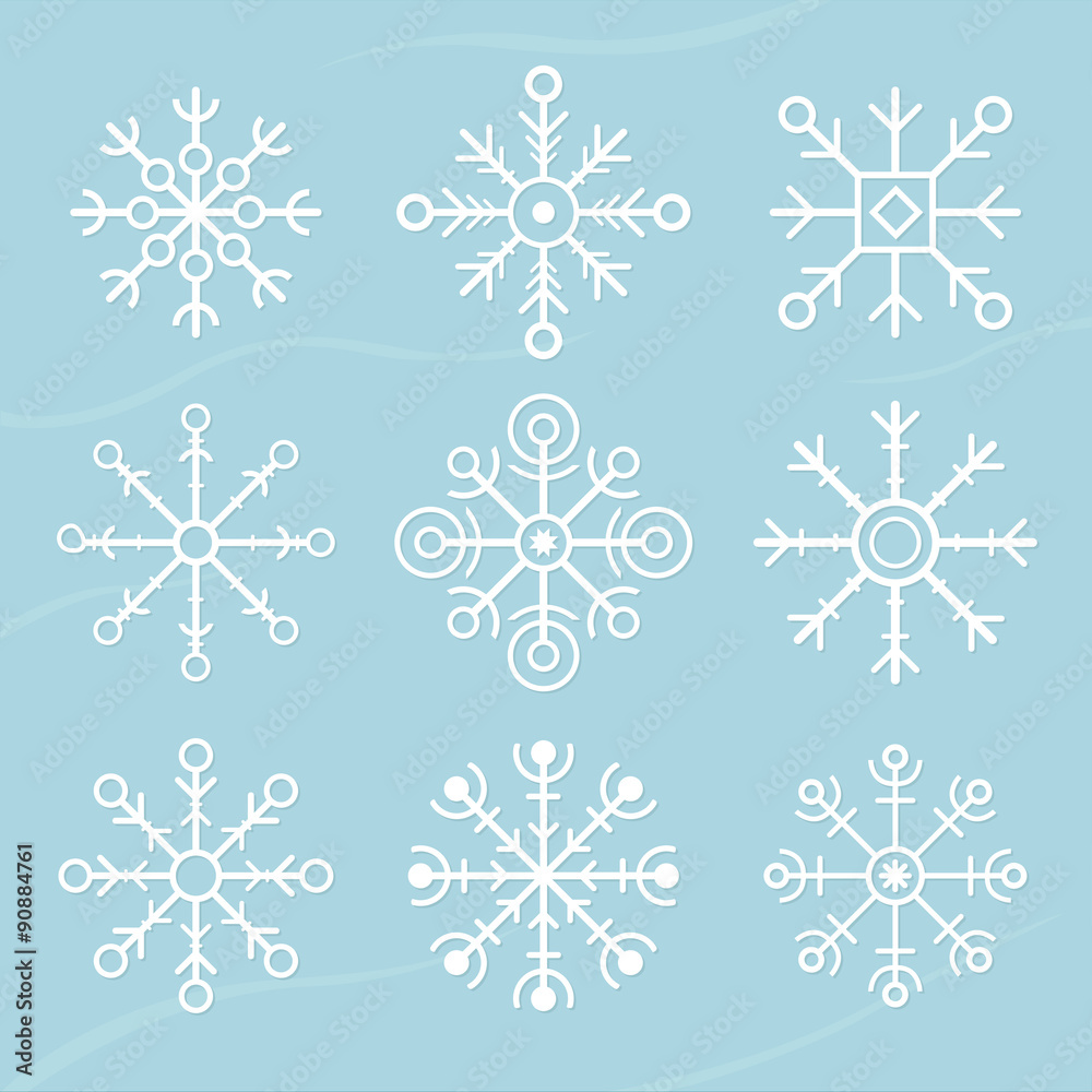 set of vector snowflakes. flat icons set of vector snowflakes. flat icons