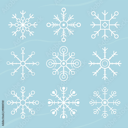 set of vector snowflakes. flat icons