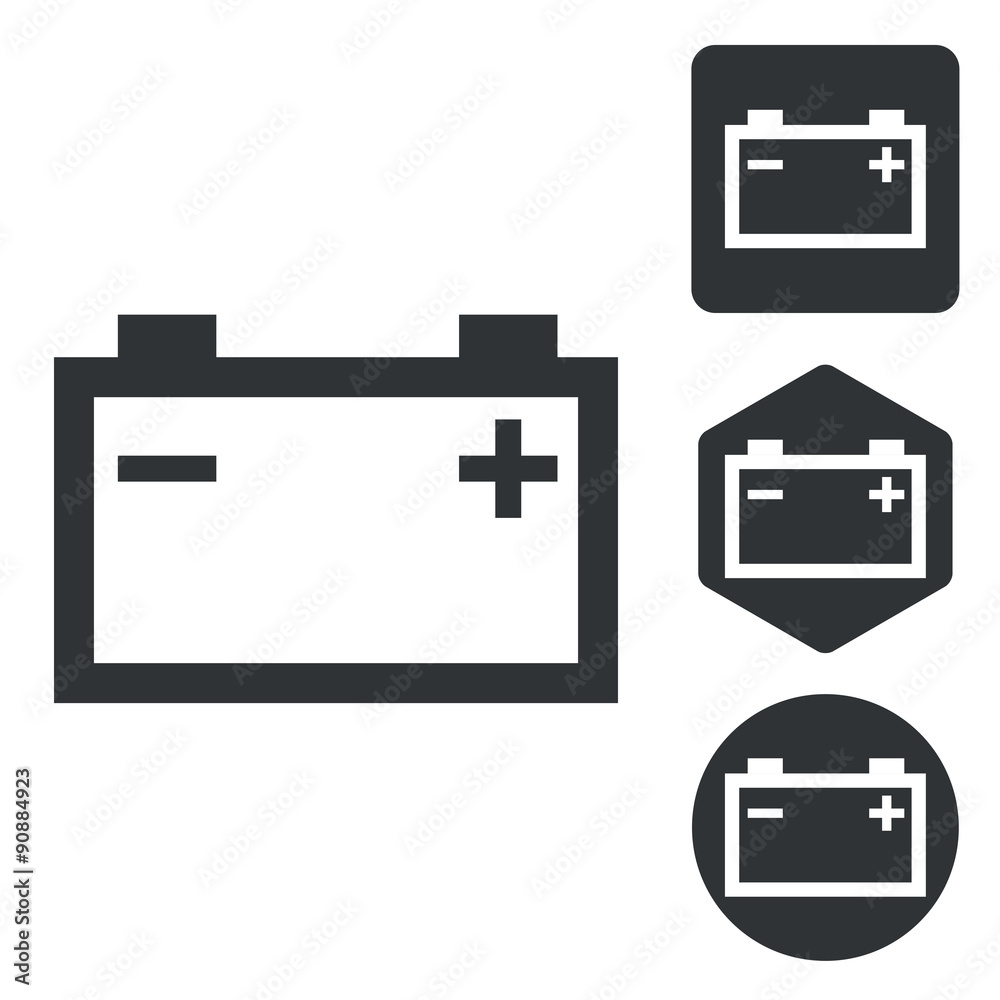 Accumulator icon set, monochrome Accumulator icon set, monochrome