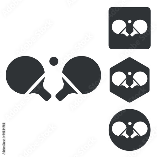Table tennis icon set, monochrome