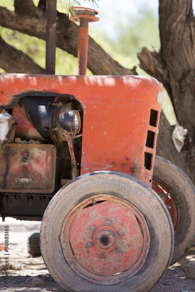 Front of old farm tractor abandoned in Salta Argentina