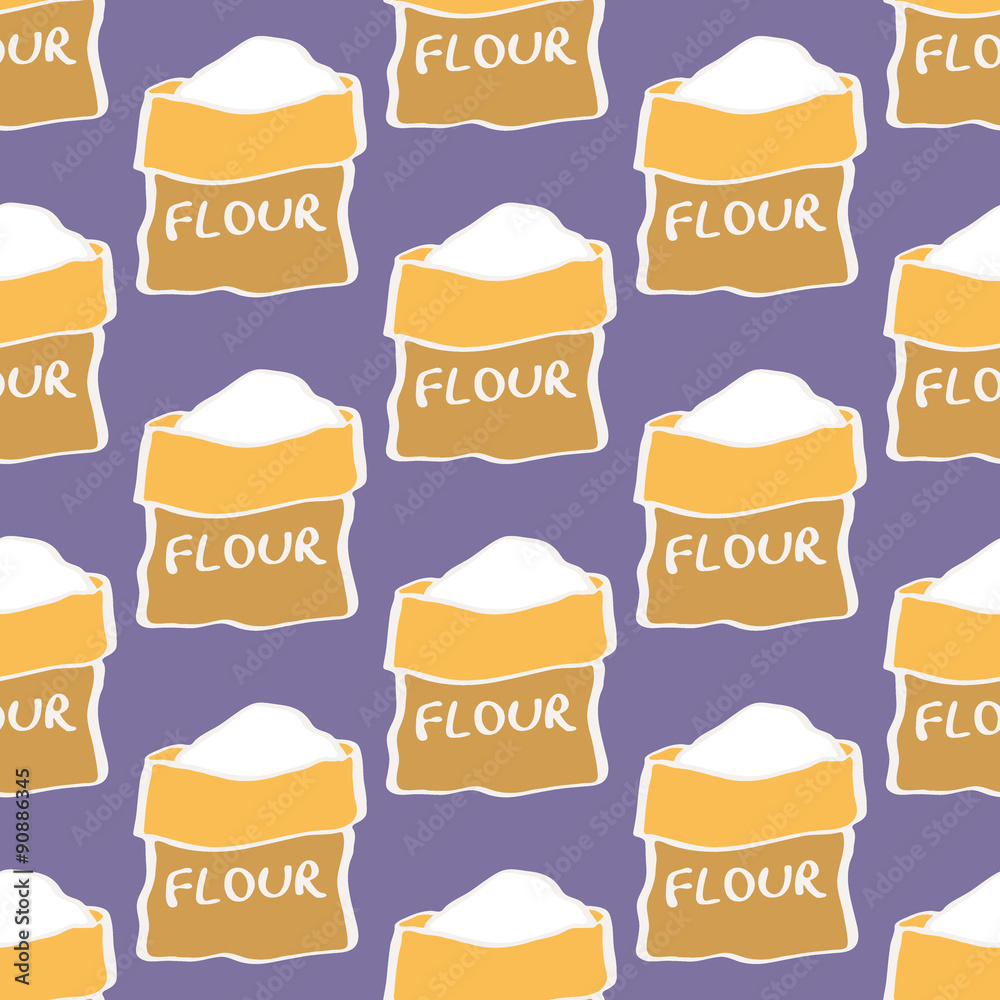 Flour. Seamless pattern with sack of flour. Hand-drawn Flour. Seamless pattern with sack of flour. Hand-drawn