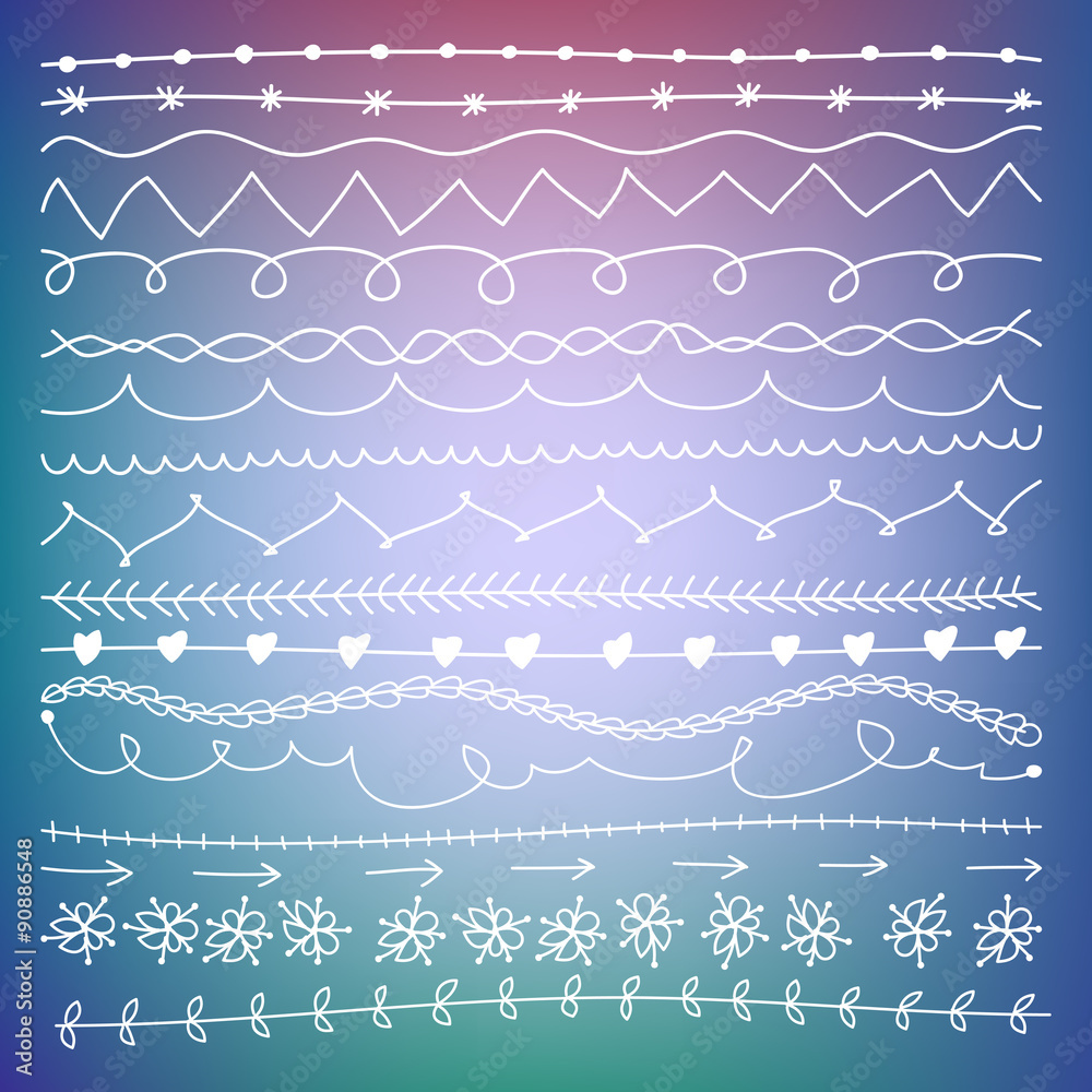 Borders set. Hand-drawn cartoon dividers. Doodle drawing. Stock Vector ...