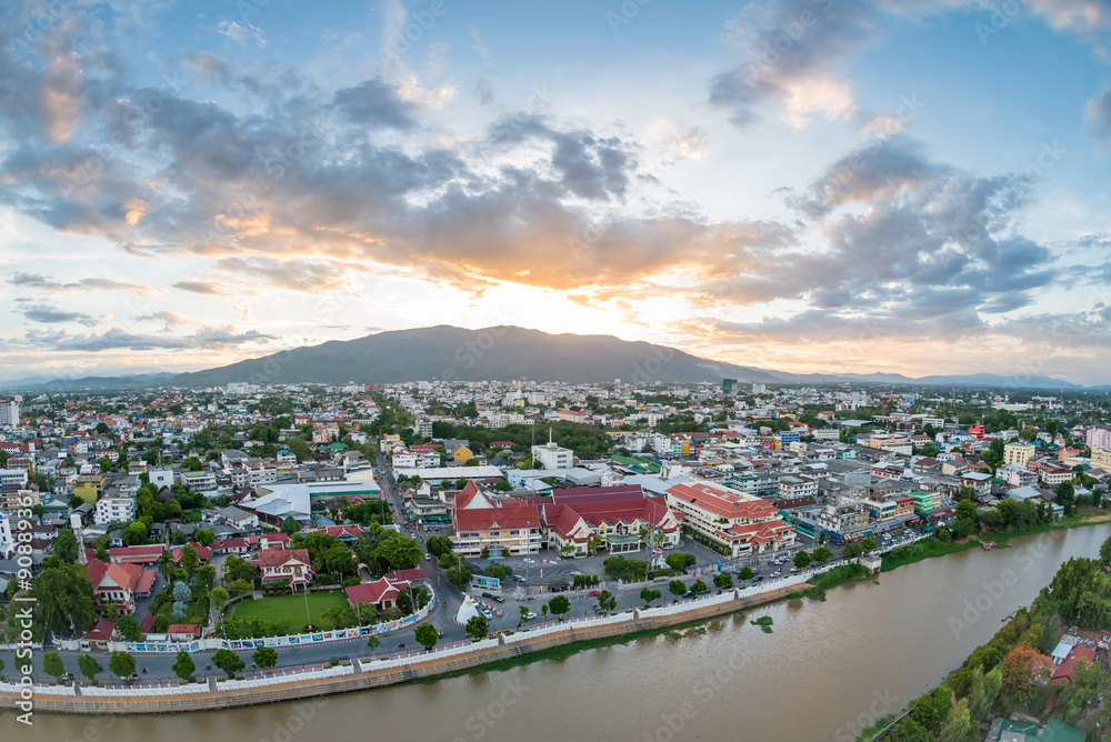 Obraz premium Sunset, Chiangmai city scape