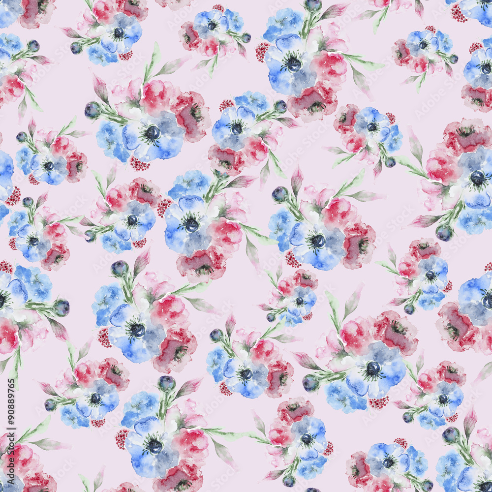 Watercolor Eustoma flower pattern Watercolor Eustoma flower pattern