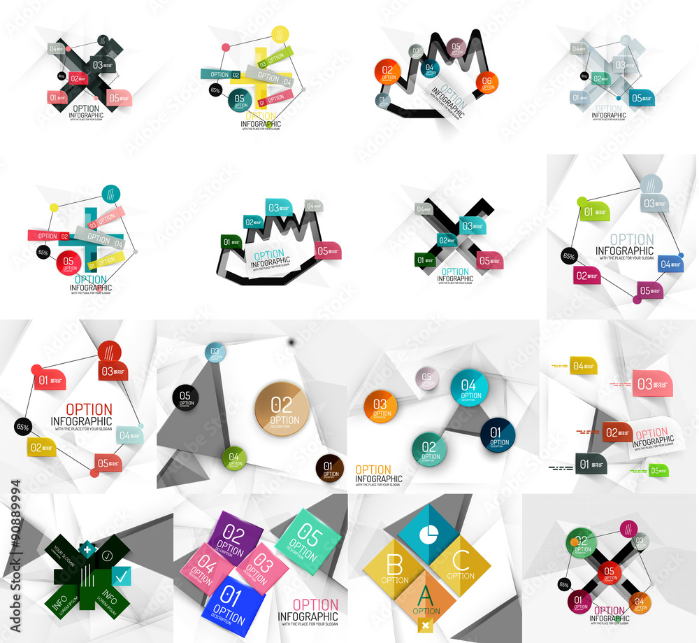 Obraz premium Set of abstract geometric paper infographic banner templates