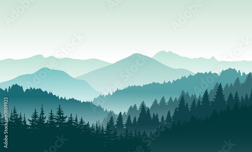 Beautiful mountain landscape. Vector illustration.