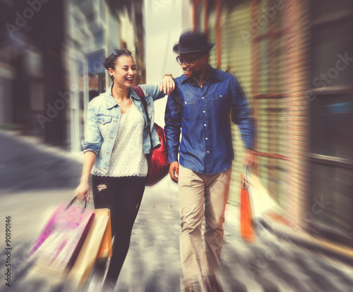 Couple Shopping Outdoors Store Lifestyle Concept