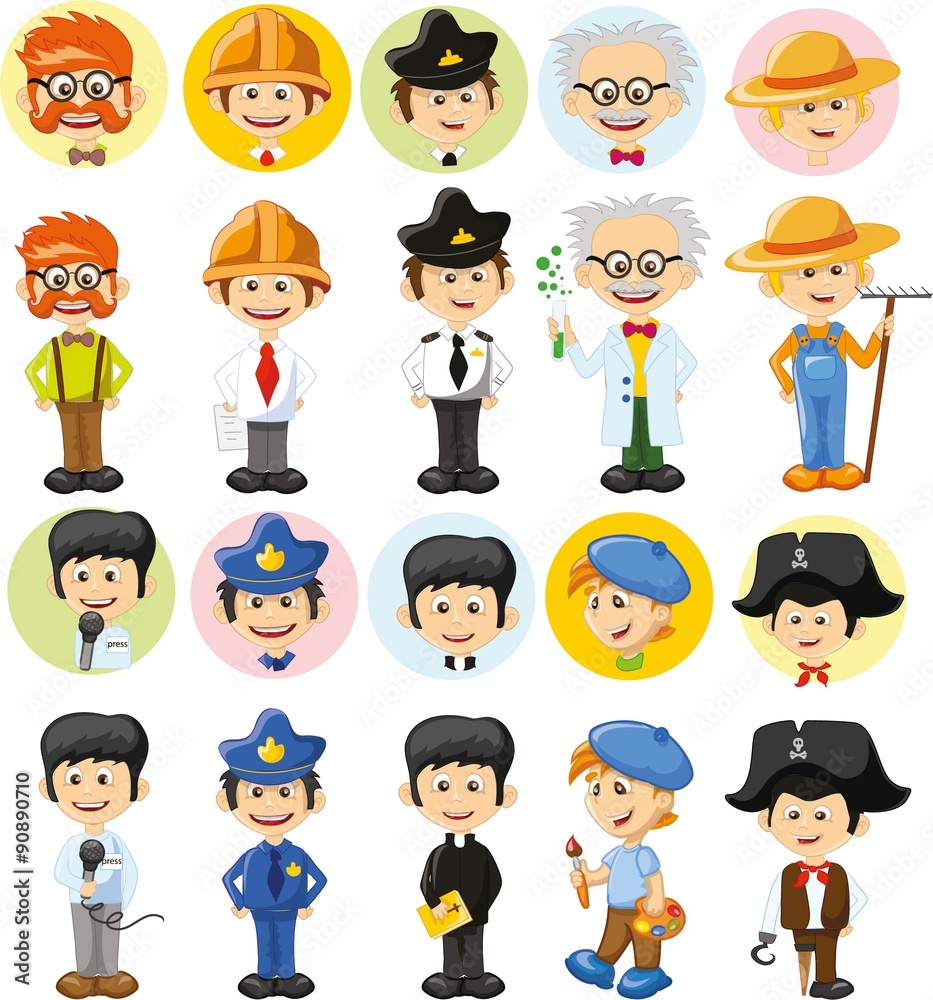 Cartoon characters of different professions Cartoon characters of different professions