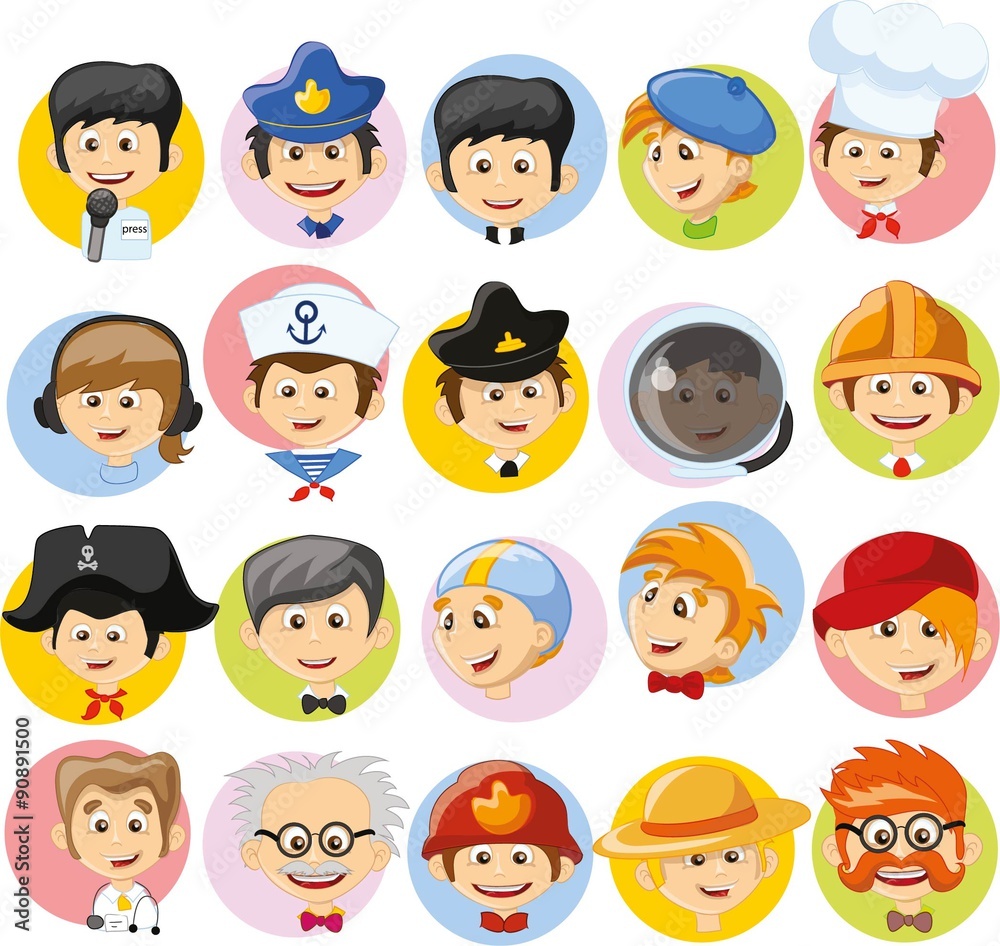 Set of vector cute character avatar icons in flat design Set of vector cute character avatar icons in flat design