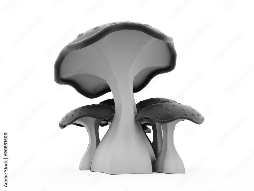 Black mushrooms rendered isolated Black mushrooms rendered isolated