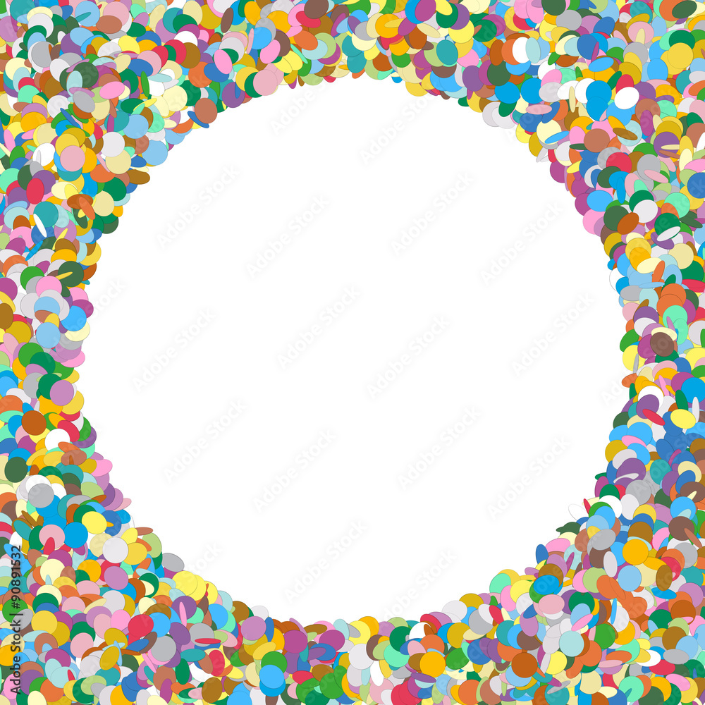Rounded Free Text Area Formed of Colorful Confetti - Dots, Polka Dots,  Points - Party Template - Konfetti, Rahmen, Textfäche, weiße Fläche, Vorlage,  Bilderrahmen, bunt, fröhlich, Kreis, rund Stock-Vektorgrafik | Adobe Stock