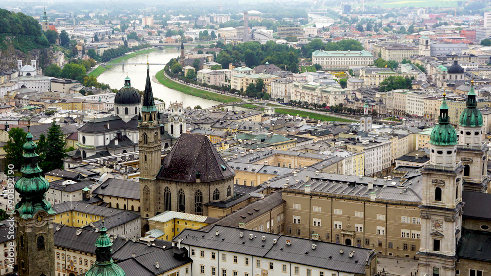 Viewpoints of Salzburg Old Town city