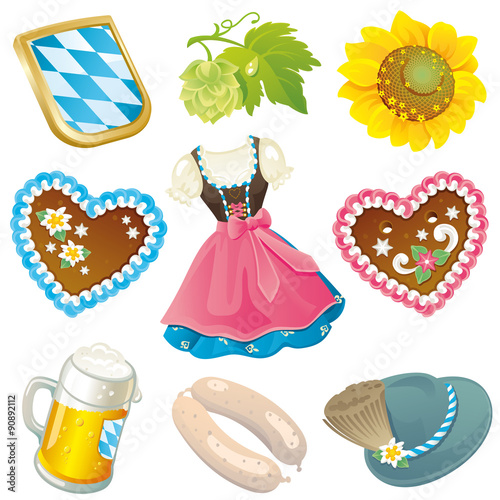 Set of German Oktoberfest design elements isolated on white background