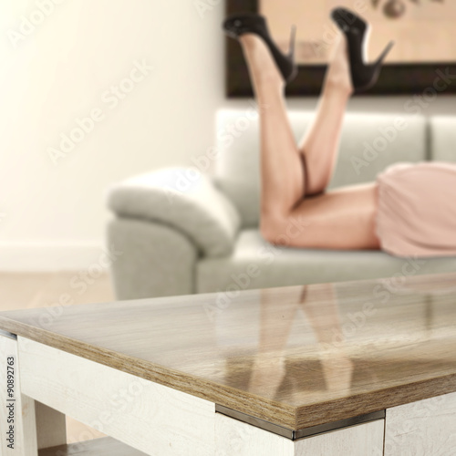 woman legs and desk top 