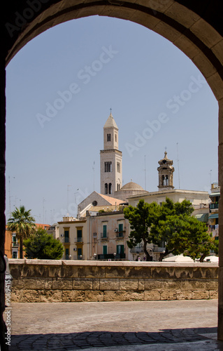 View of Cathedral in Bari through an arch