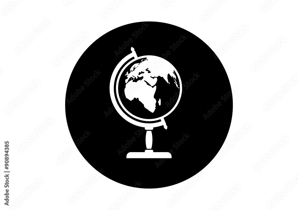 Black and white globe icon on white background Black and white globe icon on white background
