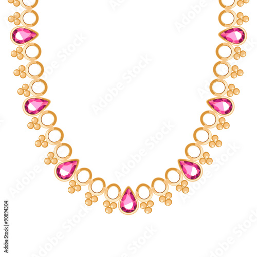 Chunky golden chain with rubies necklace or bracelet.
