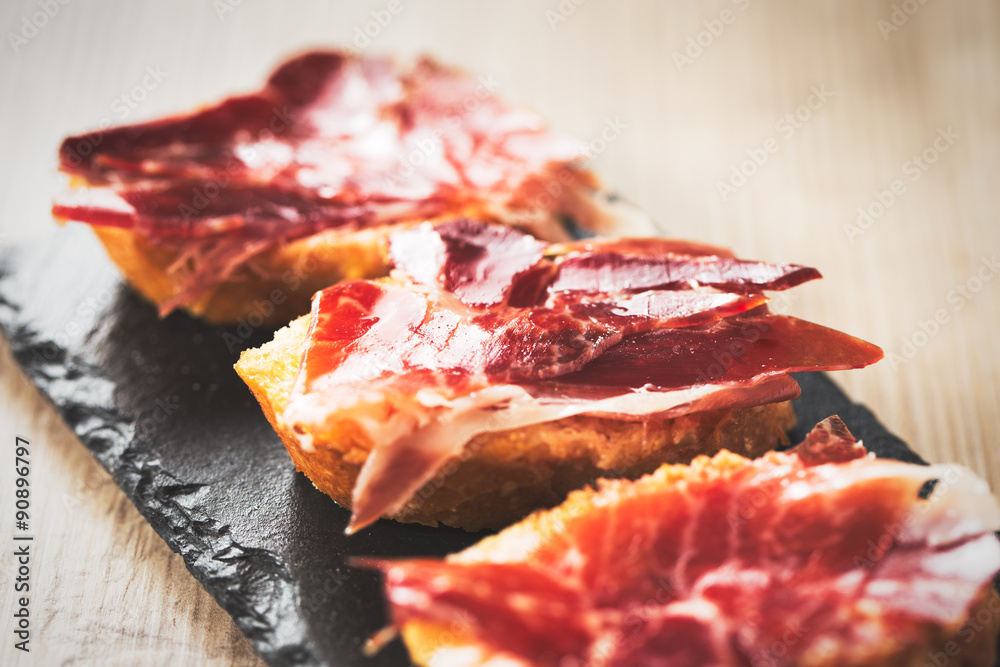 Jamon iberico tapas, vintage food edition