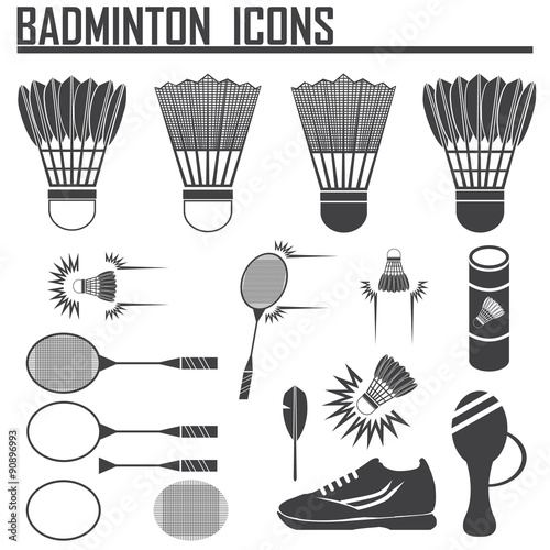 badminton vector icon set.