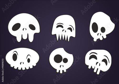 set of vector cartoon skulls